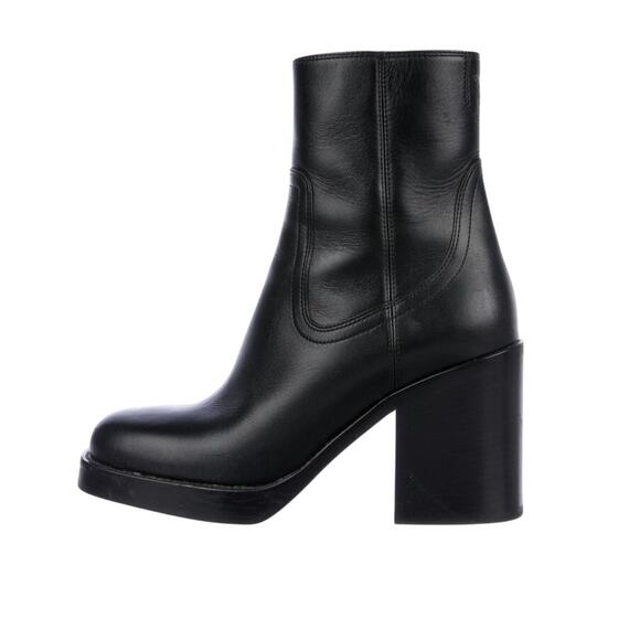 Christian Dior Platform Black Leather Heel Square Bee Logo CD Ankle Boots 7 37 - Picture 1 of 13